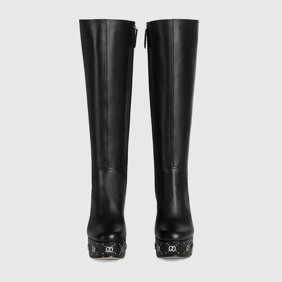 Gucci Black Heeled Boots with Sculptural Heel - Picture 2 of 3